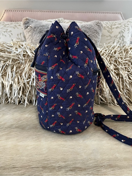Vintage VERA BRADLEY Giolf Navy Backpack Sling USA Drawstring Red Blue Quilted main image 11